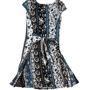 Art Class Girl’s Patterned Sleeveless Dress with Tie Waist 7/8